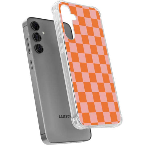 Orange Checkered Galaxy S24 Plus Clear Case